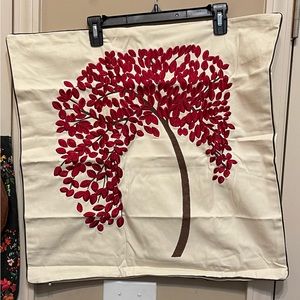 Tree embroidered pillow cover 22x22. NWOT